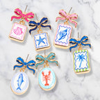 Bow Shell Print Square Frame Drop Earrings
