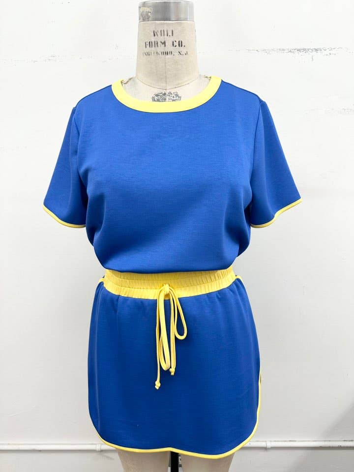Contrast Trim Knit Game Day Skort Set