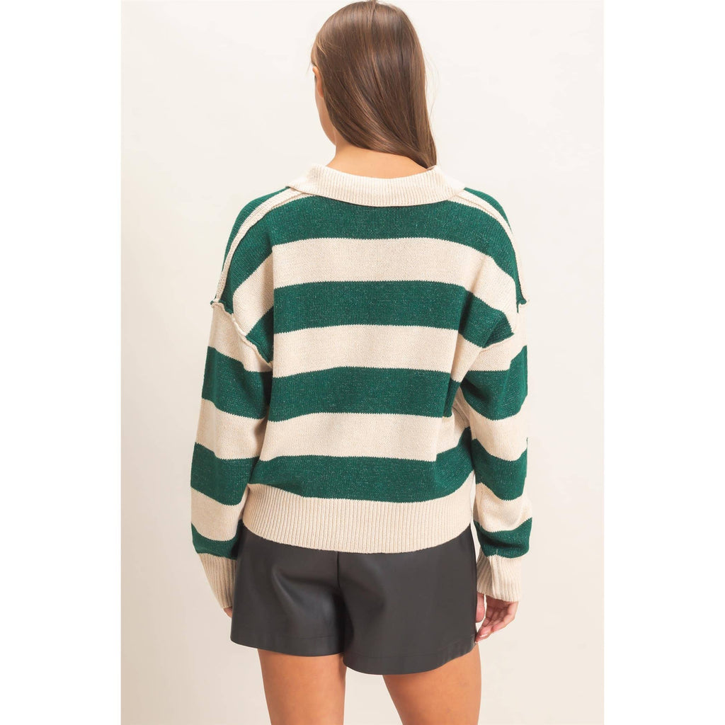 Rugby Stripe Polo Sweater