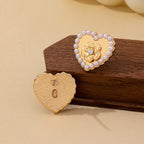 Vintage-Inspired Rose & Pearl Heart Earrings | 80E62528