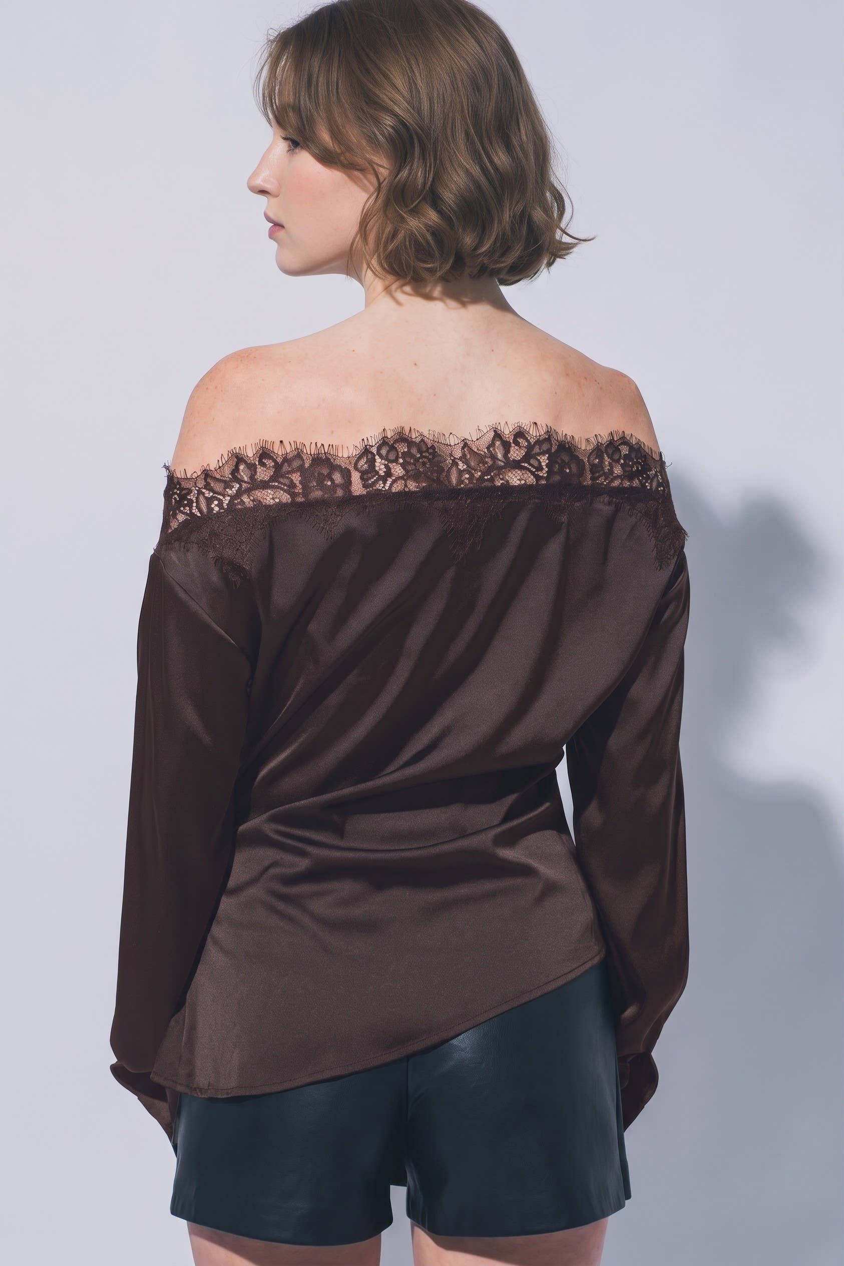 Lace-trimmed Off-the-shoulder Blouse