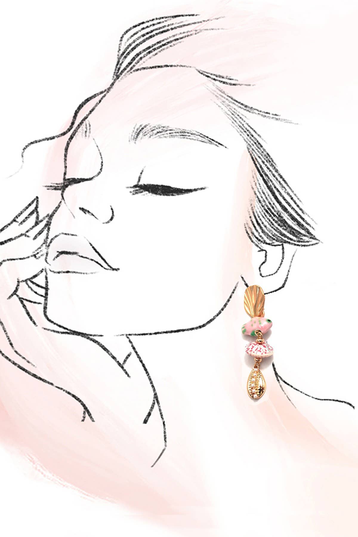 PINK CERAMIC PORCELAIN FISH DROP EARRINGS | 80E61240