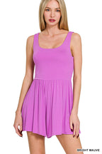 Double Layered Tank Romper W/ Pockets - Zenana