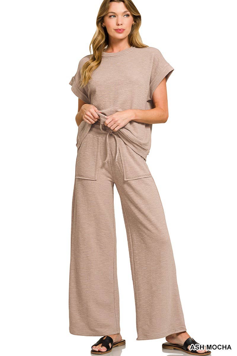 Cotton Slub Top And Pants Set
