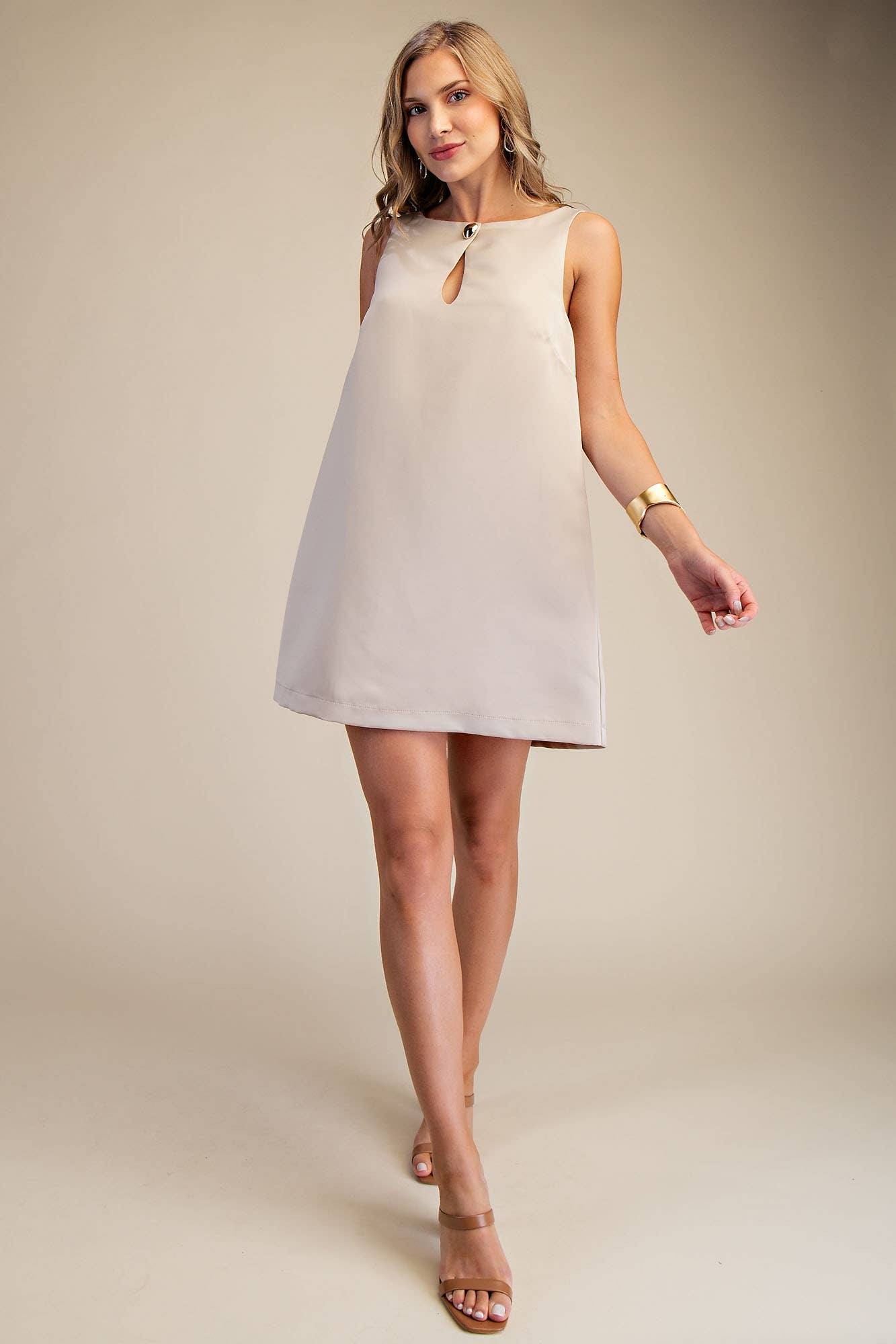 Round Neck Shift Mini Dress
