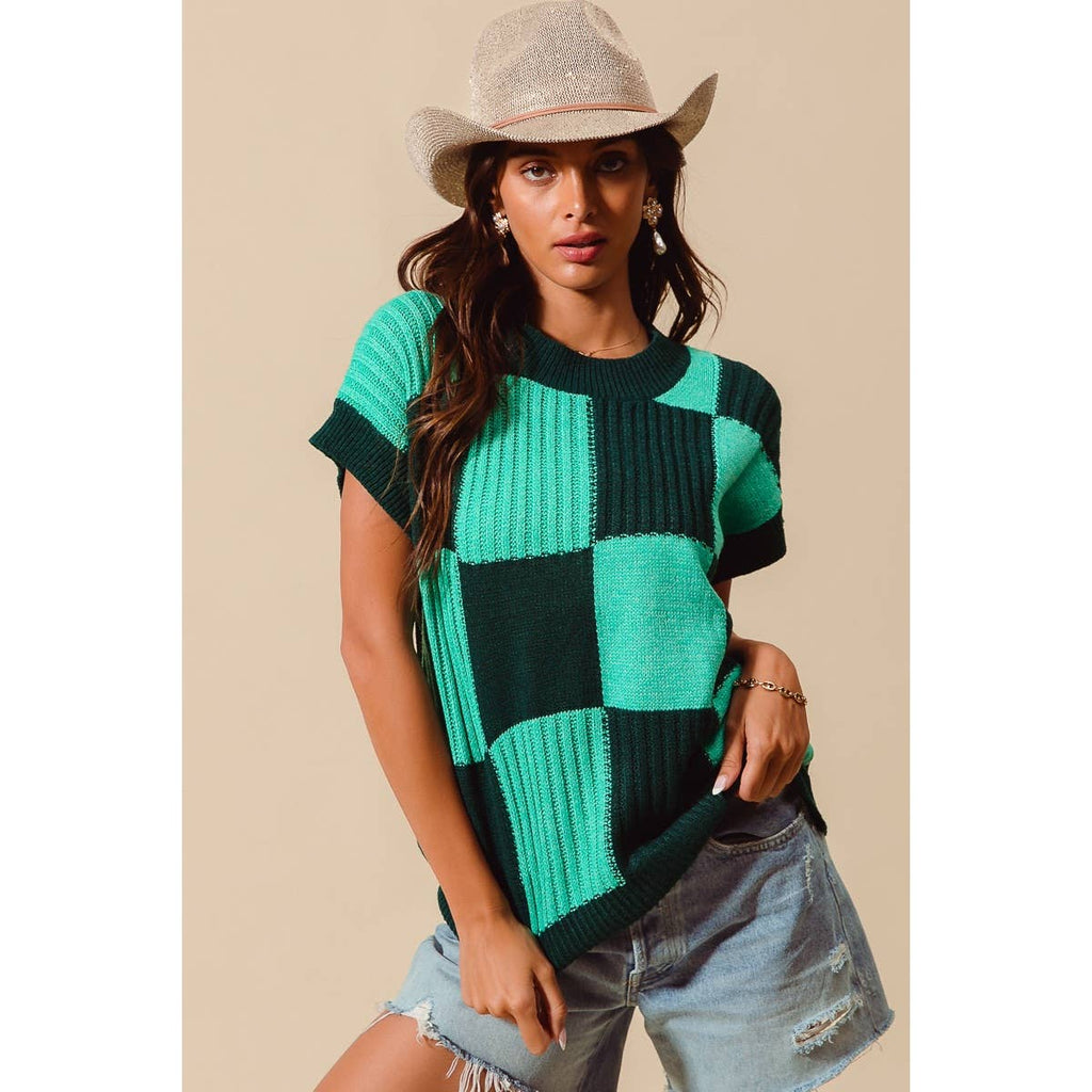 CHECK PLAID CASUAL SWEATER TOP