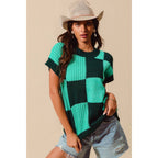 CHECK PLAID CASUAL SWEATER TOP