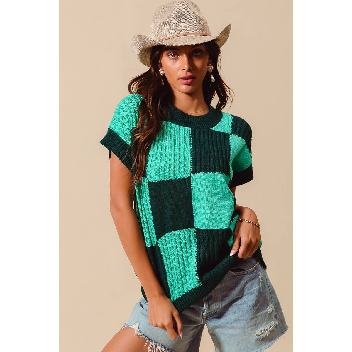 CHECK PLAID CASUAL SWEATER TOP