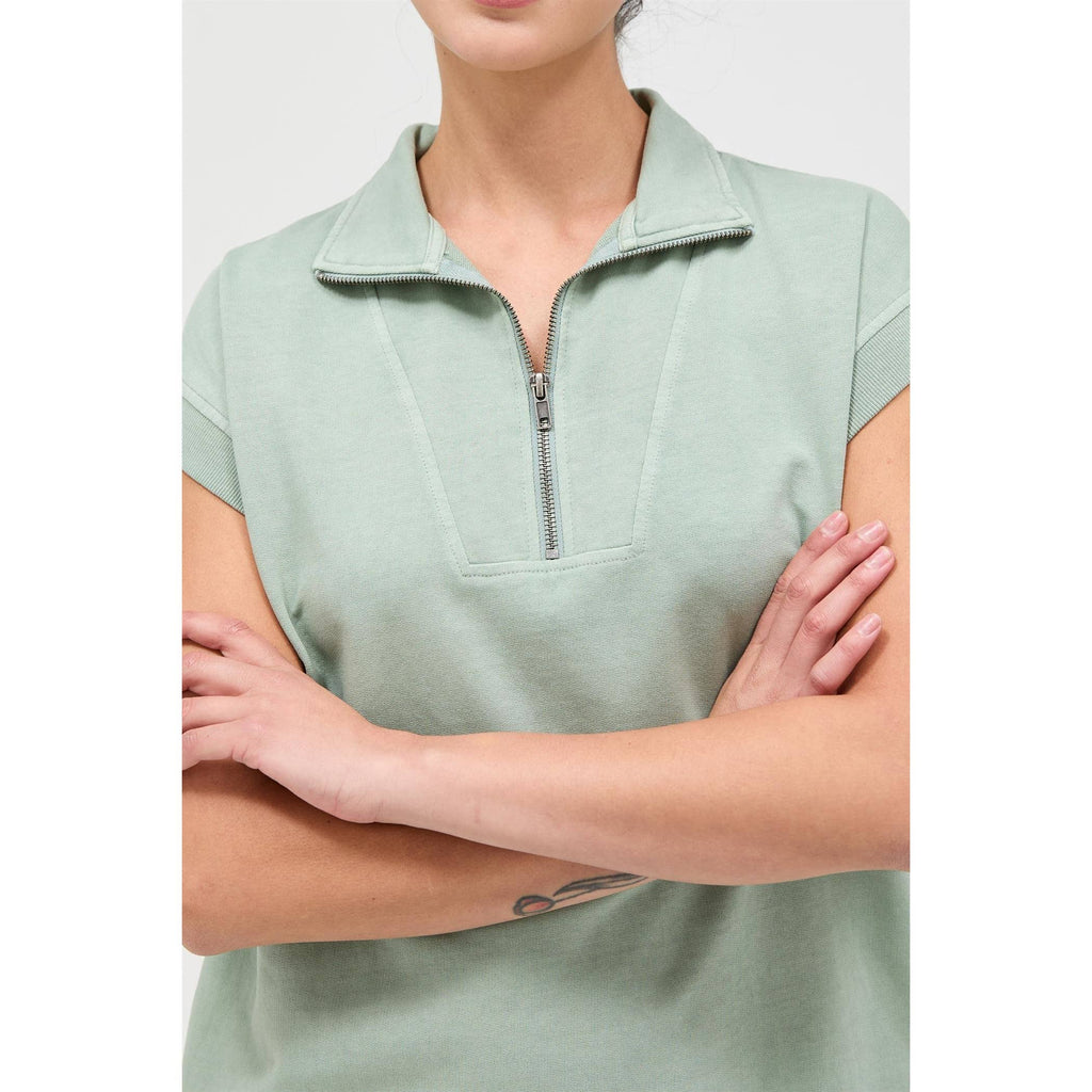 Half Zip Up Mock Neck Mini Dress