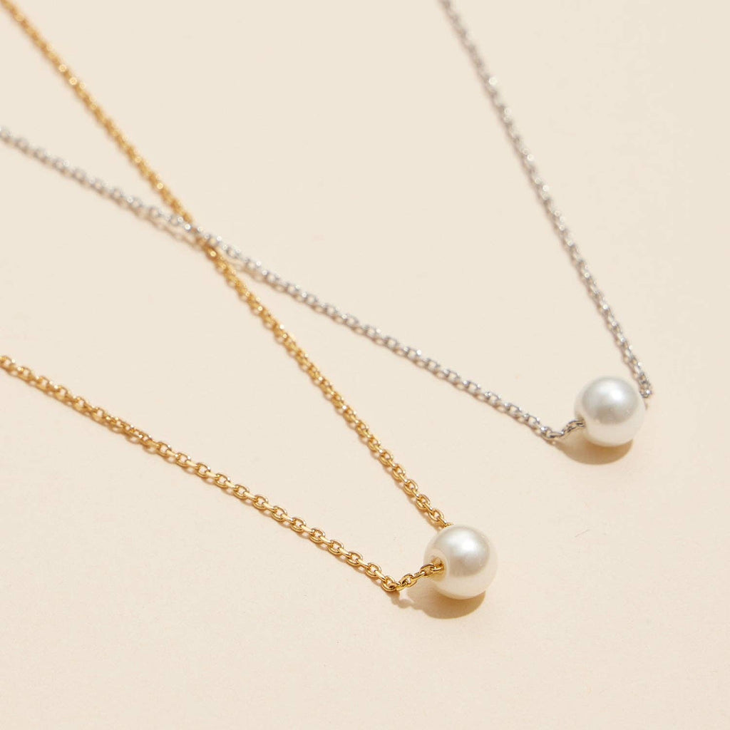 Classic Small Pearl Pendant Necklace | Timeless 18K Small Pearl Pendant Necklace