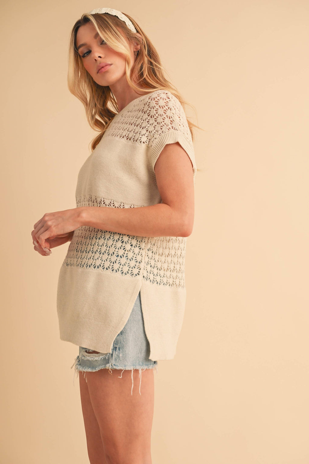 3231FN Ameena Open Stitch Mesh Tank