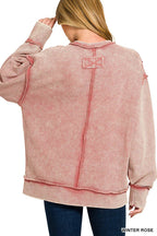 Acid Washed Double Ribbed Exposed-seam Pullover