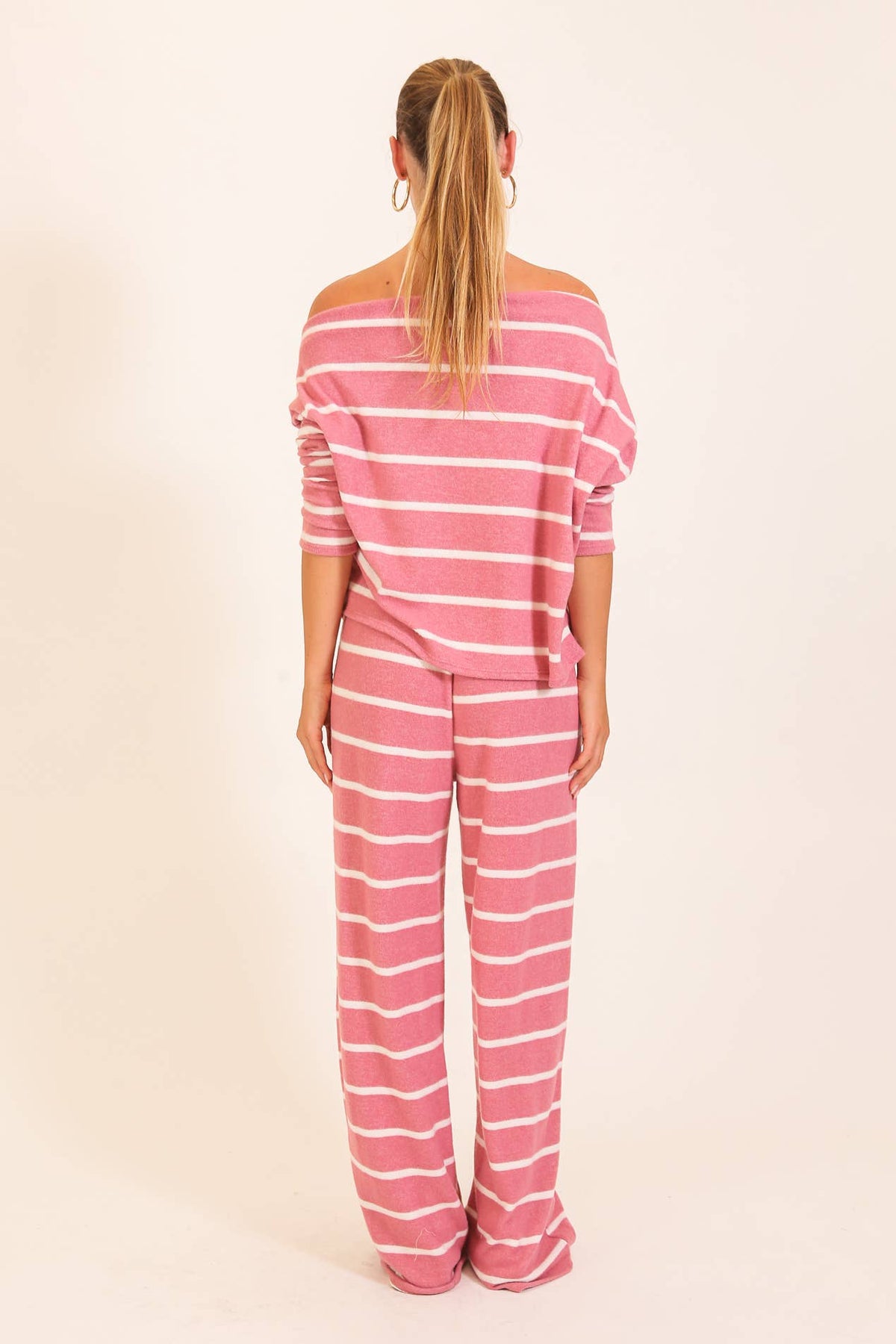 Striped One-Shoulder Lounge Set