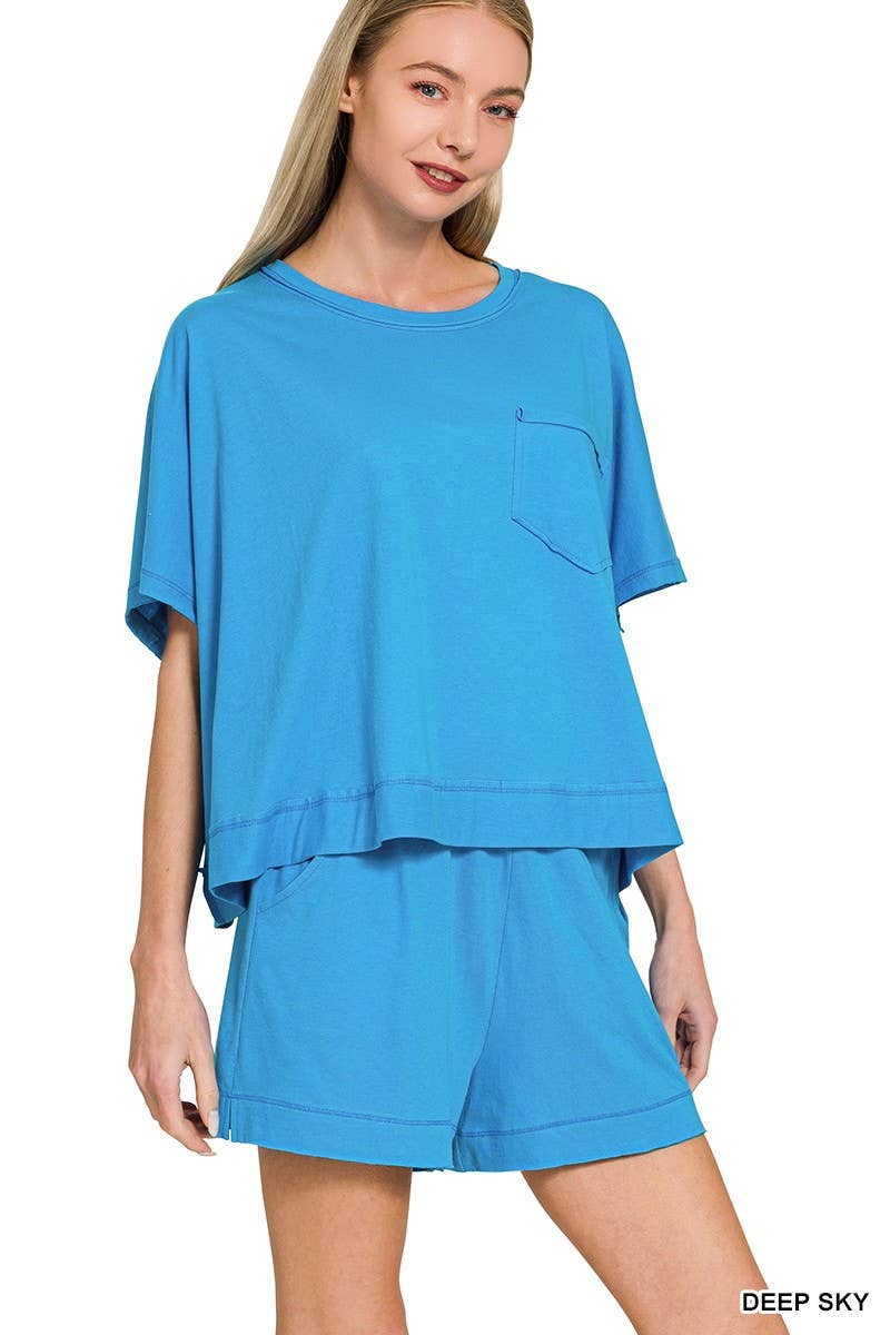 Exposed Seam Boxy Top N Shorts Set