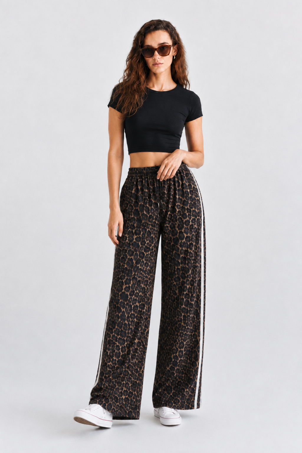 CP12379 - SIDE STRIPE LEOPARD PRINT PANTS