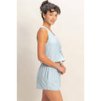 Sleeveless Tie-Front Vest And Elastic Waist Shorts Set