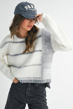 379BK Mona Knit Stripe Pullover Sweater