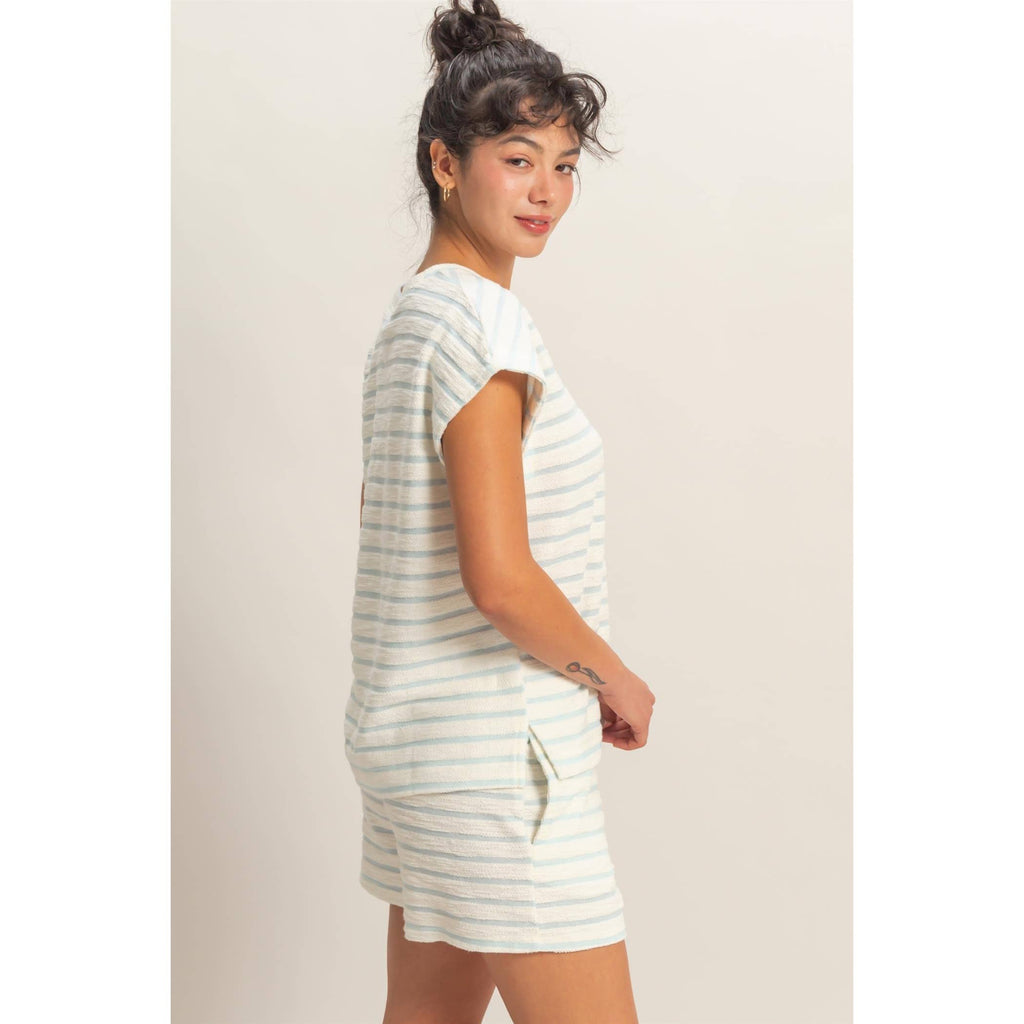 Striped Round Neck Short Sleeve Top