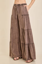 Mineral Washed Tiered Wide Leg Pants HP5033P1