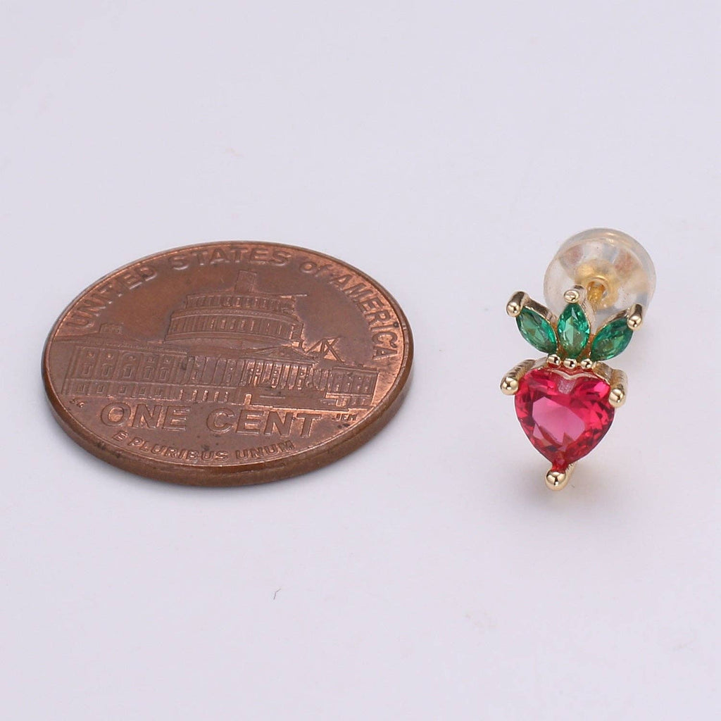 Gold Strawberry Stud Earrings