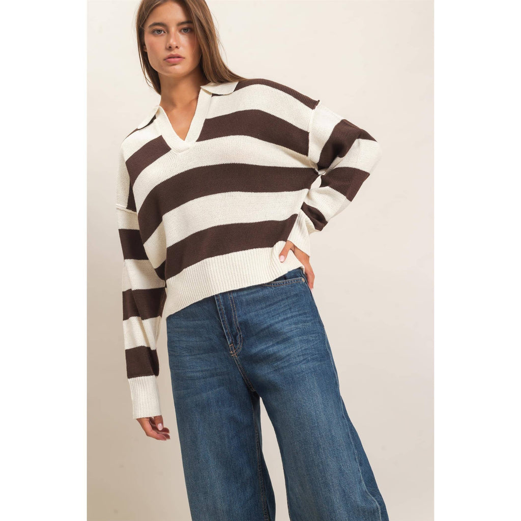 Rugby Stripe Polo Sweater