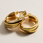 Gold-Dipped Chunky Huggies Earrings