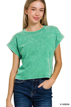 Washed Cotton Short Sleeve Top - Zenana