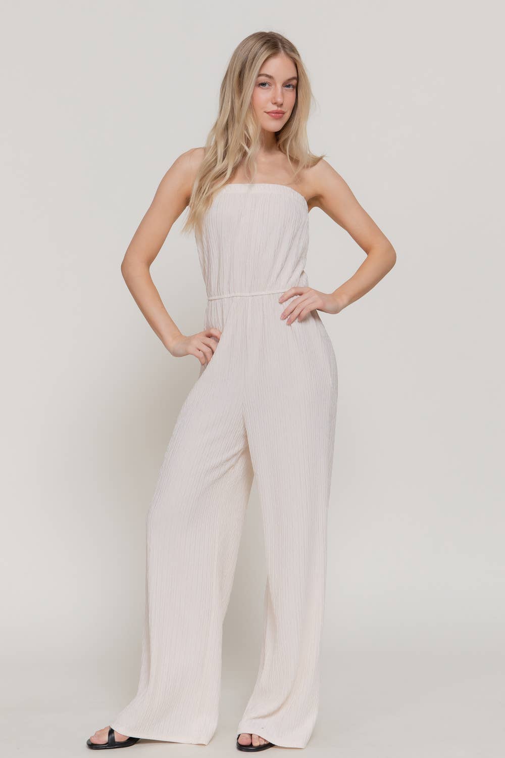 Crinkle Knit Tube Jumpsuit