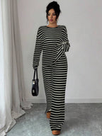 Striped Knit Jumpsuit Boutique Wide Leg Ribbed Loungewear