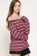 Long Sleeve Asymmetric Stripe Top