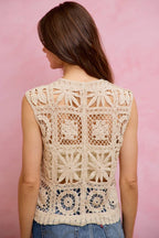 Summer Crochet Patterned Sleeveless Vest Top