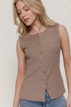 Sleeveless Crew Neck Texture Knit Vest