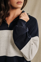 Colorblock Scuba Funnel Neck Quarter Zip Pullover