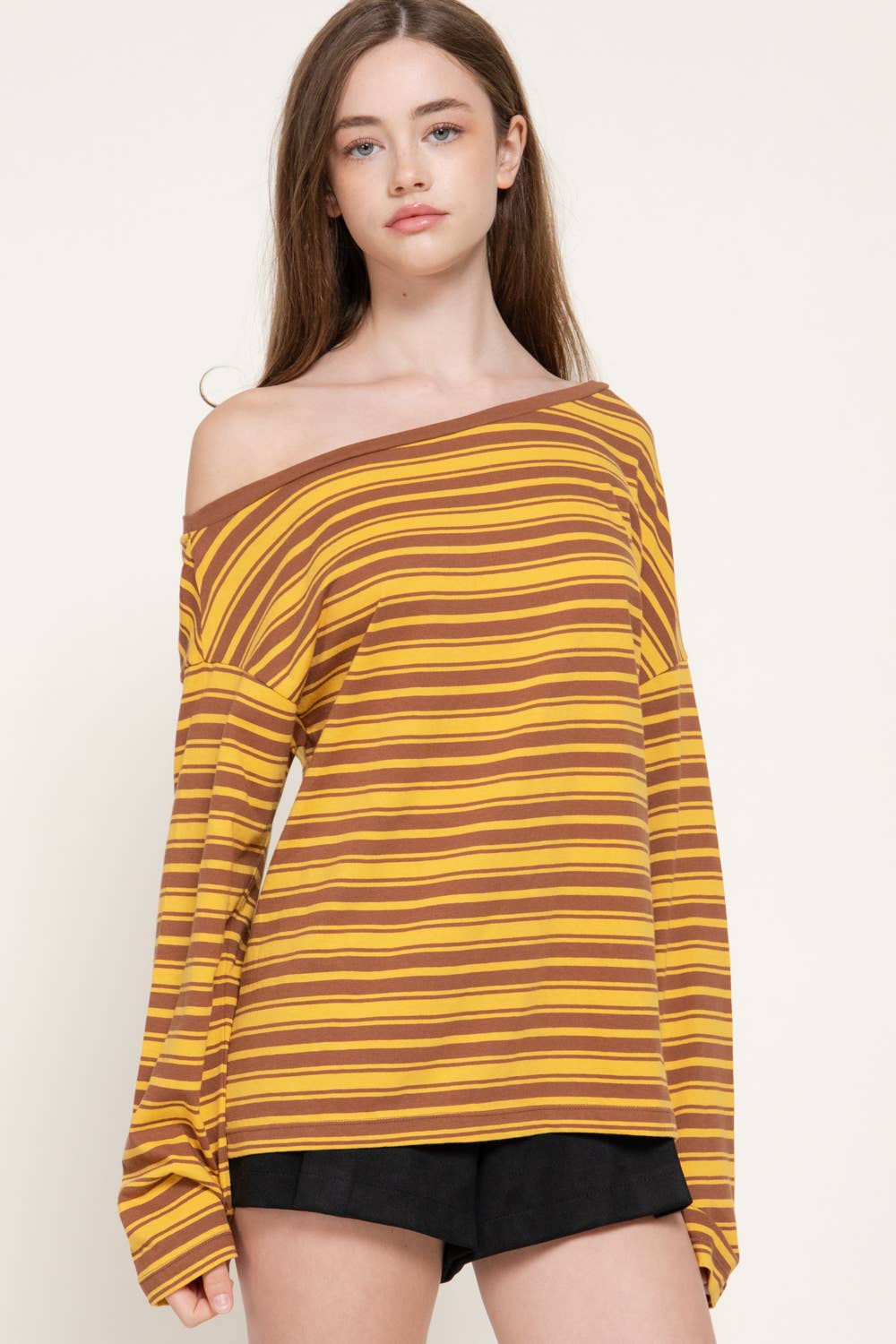 Long Sleeve Asymmetric Stripe Top