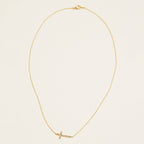 18K Gold Dipped CZ Sideways Cross Necklace