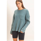 Mineral Wash Waffle Long Sleeve Top