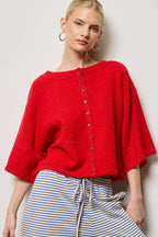 Wide Sleeve Button Front Knit Cardigan