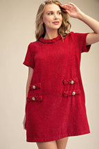 Round Neck Twist Trim Mini Dress