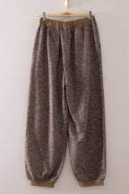 NT12845SET-Contrast Rib Trim Heathered Knit Lounge Set