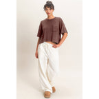 Mineral Wash Waffle Knit Pocket Top