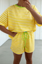 LAS Stripe Looks Contrast Drop Shoulder Loose Tee (S-4X)