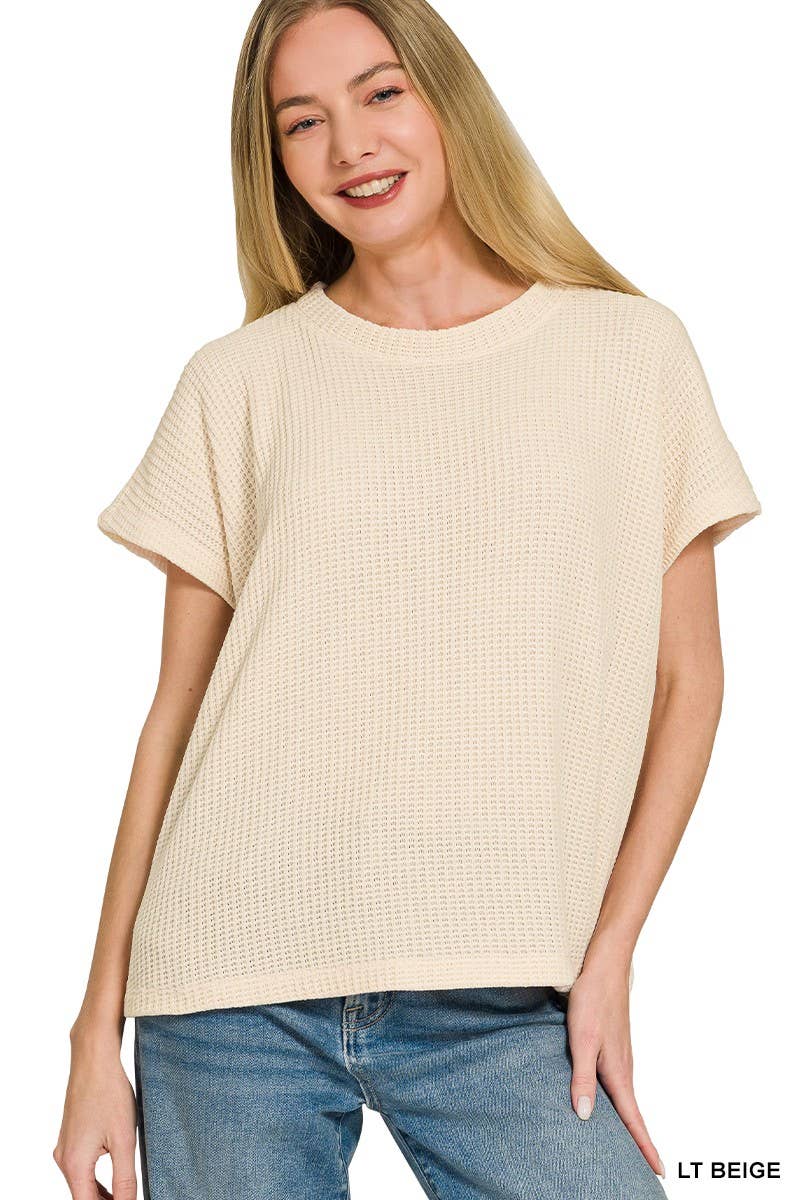 Chenille Waffle Cap Sleeve Sweater