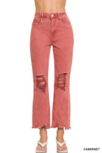 `Acid Wash High Waist Distressed Straight Leg Pants