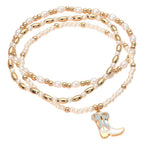3PCS - Enamel Bow Cowboy Boot Pearl Beaded Multi Layered Bracelet