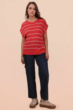 12W3319N-Striped Knit Sweater Vest Top