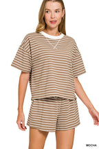 Striped Short Sleeve Tee + Shorts Set