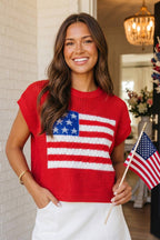 LAS Flag Graphic Short Sleeve Sweater Top (S-XL)