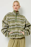 Novelty Stripe Sherpa Half Zip Pullover