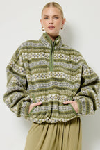 Novelty Stripe Sherpa Half Zip Pullover