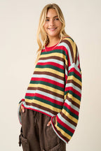 MULTICOLOR STRIPED SWEATER KNIT TOP